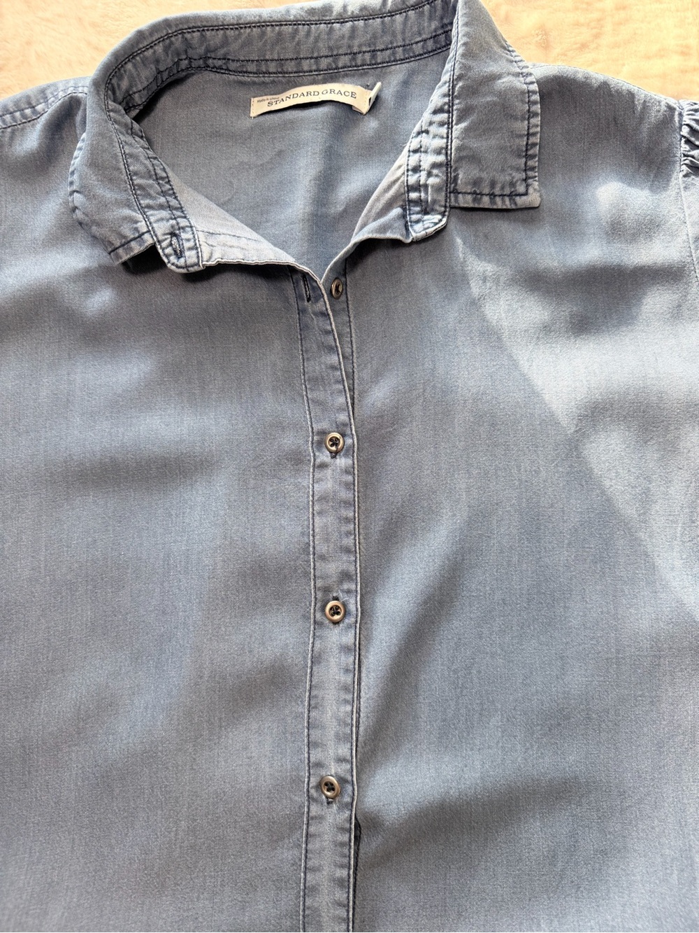 Light Chambray Button-Down Shirt Dress - Blue - Picture 8 of 11